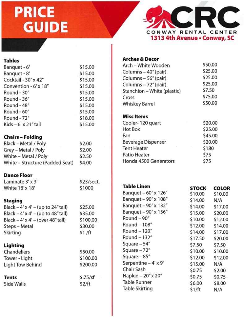 Party Rentals - Conway Rental Center